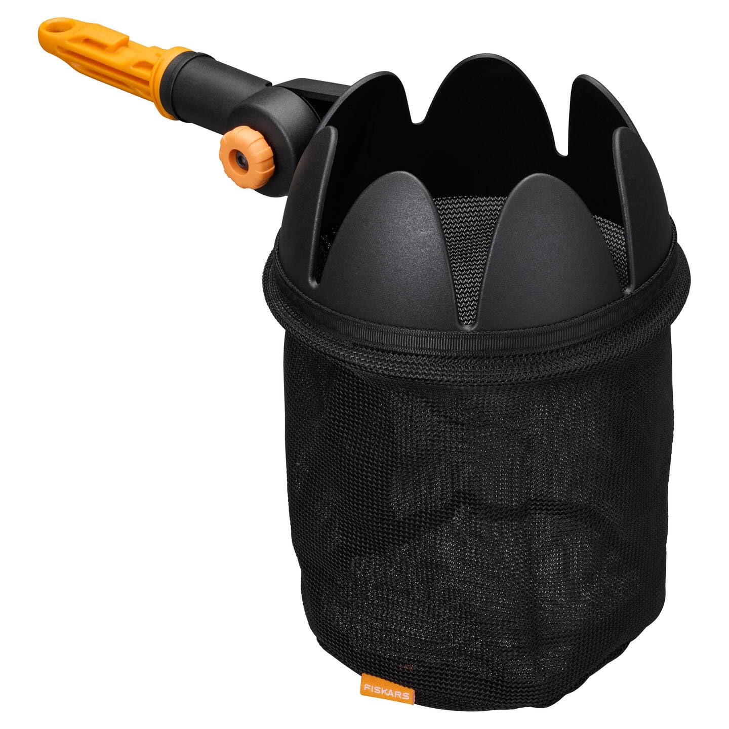 Fiskars OneClick Cueilleur de Fruits, Embout avec Filet Souple, Changement Facile en Un Clic, Lavable en Machine, Noir/Orange, 1080692