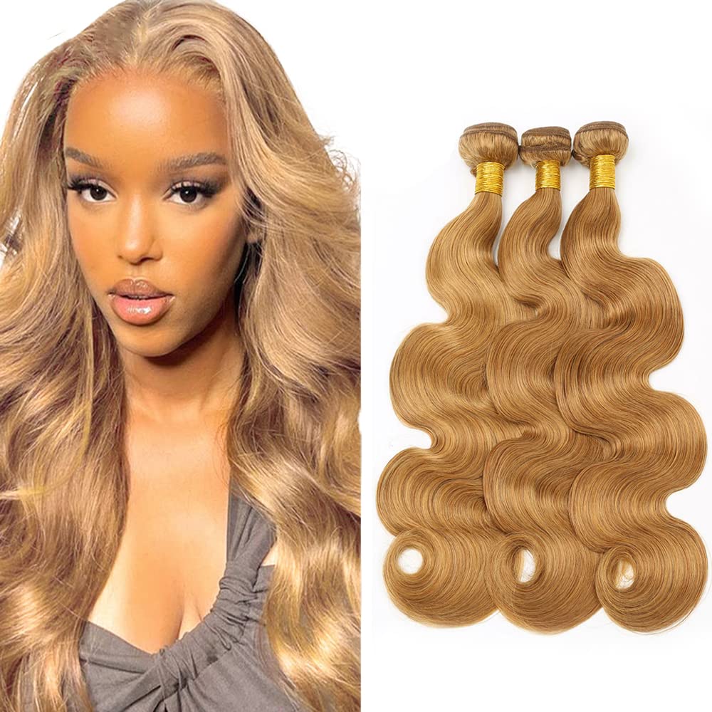 Color 27 Body Wave Bundles Honey Blonde Bundles Human Hair