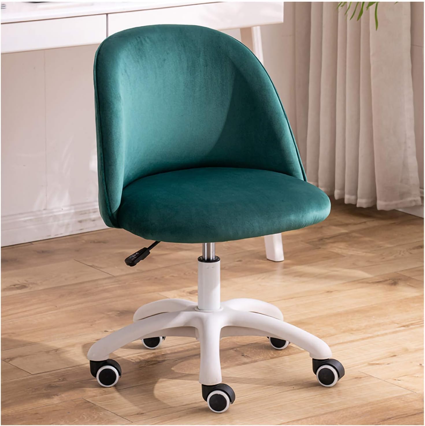 Chaise de bureau pivotante en velours pour soulager le dos et optimiser l'espace sans accoudoirs