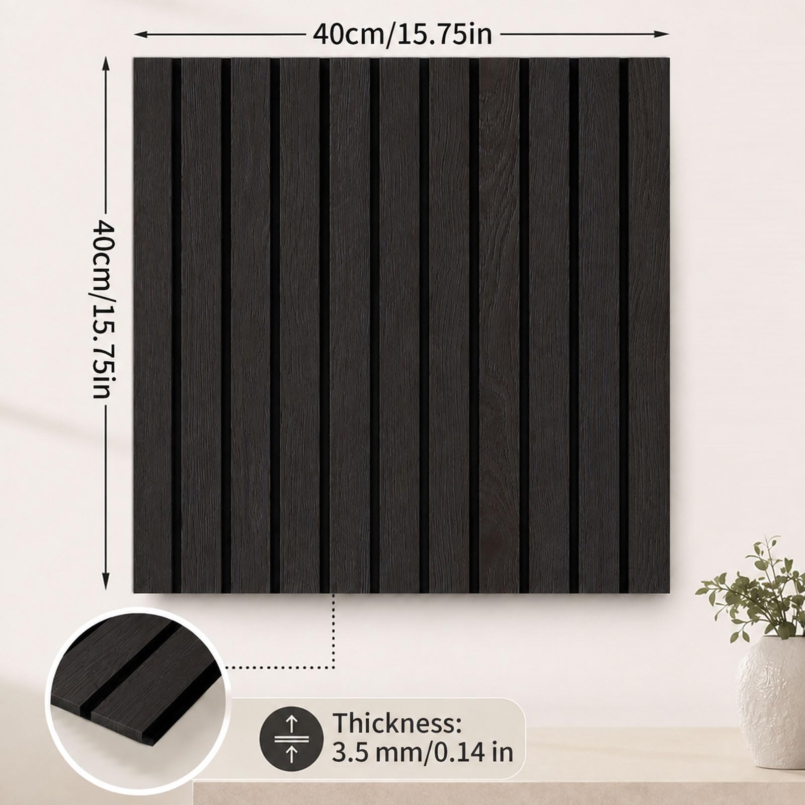 3D Akustikpaneele 40x40cmx3.5mm, 10 Stück Wandpaneele Holzoptik
