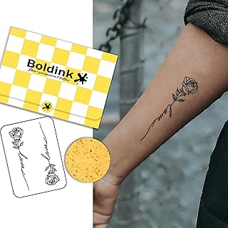 Boldink タトゥーシール 半永久的 ジャグアタトゥー 2枚セット 2週間 長持ち 防水 刺青シール 入れ墨シール 男性 女性 メンズ レディース バラ ローズ (Rose4)