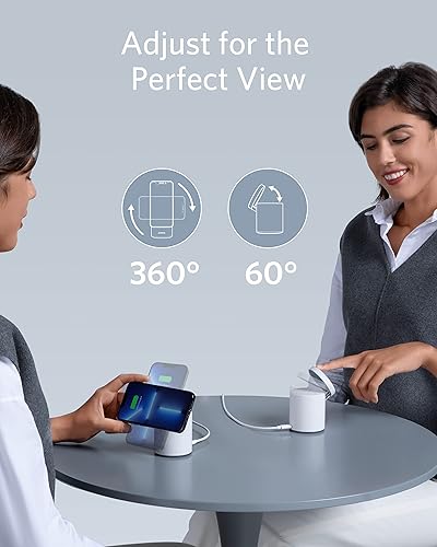Miniatura 4 de Anker Cargador inalámbrico magnético, estación de carga 2 en 1 para cargador inalámbrico Magsafe con cargador USB-C de 20 W, para iPhone 1414 Pro14