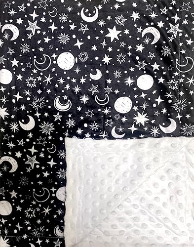 Manta de bebé para niñas y niños, luna negra, estrella, minky, súper suave, manta de recepción de doble capa con respaldo punteado para recién