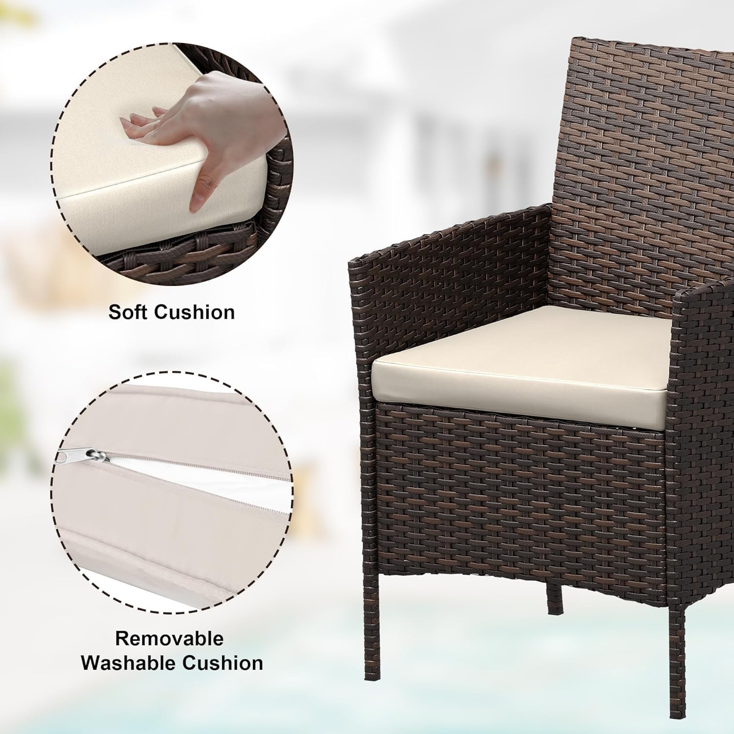 2. Chairs, Soft Cushions and 1 Coffee Table, Suitable for The Backyard Balcony