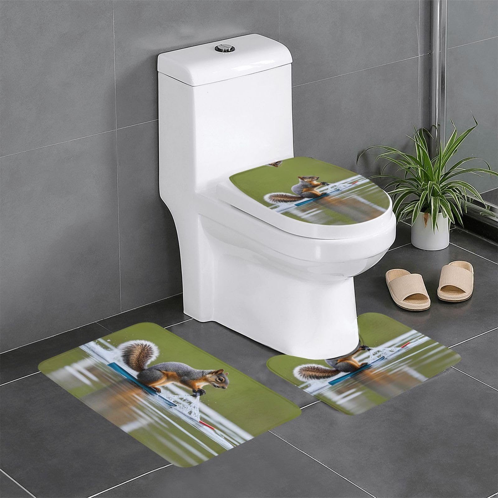 Tapis de bain antidérapant : lot de 3 tapis motif renard pour éviter les glissades au réveil
