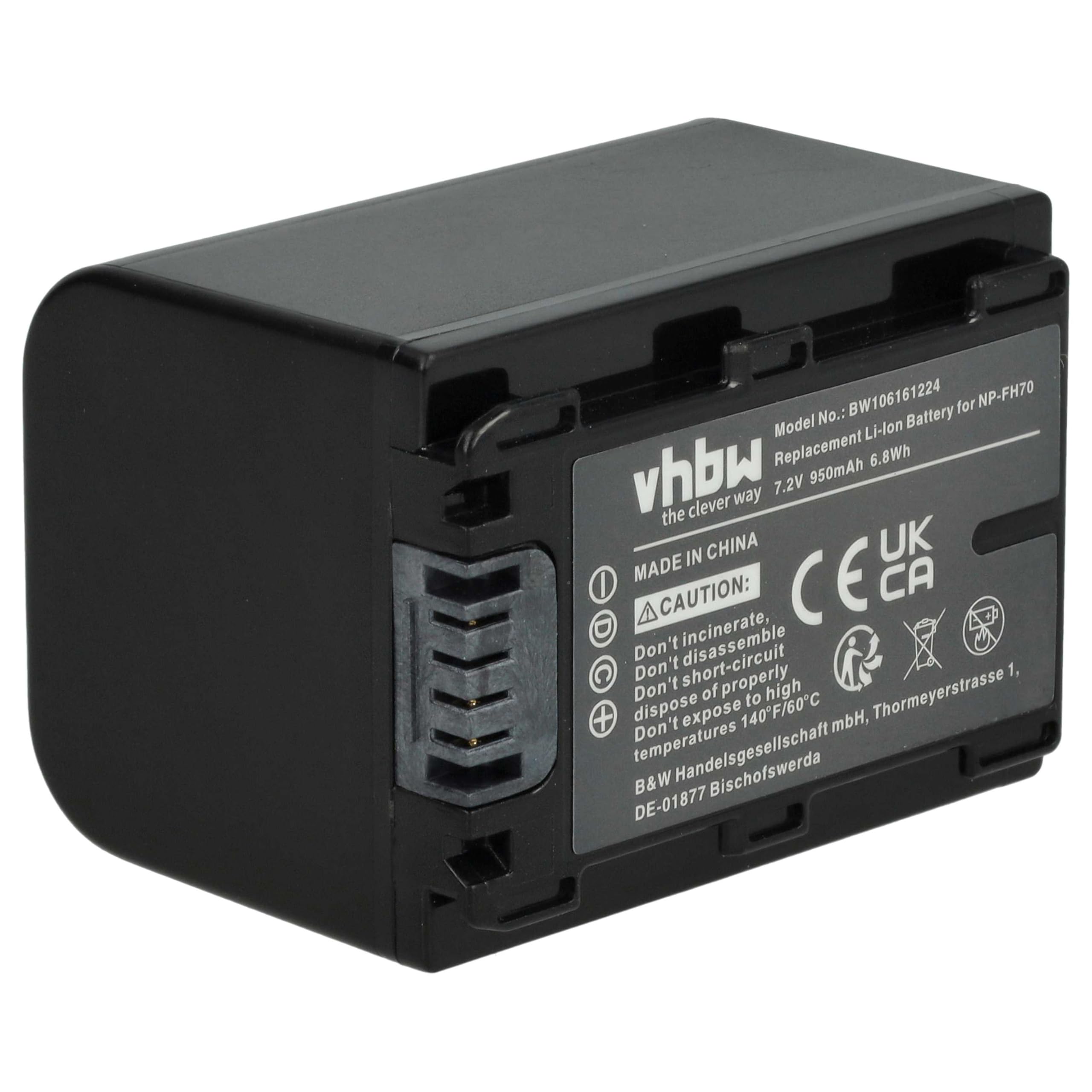 vhbw Akumulator 950 mAh pasujący do Sony DCR-SR32(E) itd. zastępuje NP-FH60 NP-FH70 ze wskaźnikiem INFOCHIP & RESTRACJA