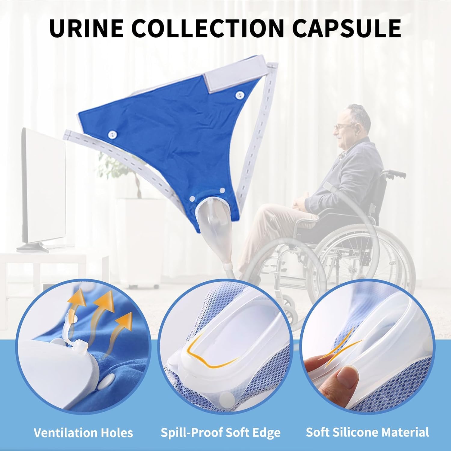 RAJry Portable Reusable Adjustable Silicon urine collector for Elderly men bed patients wearable urine bag for men urine drainage bag system for Adults male bedridden elderly (Men (Free Size)