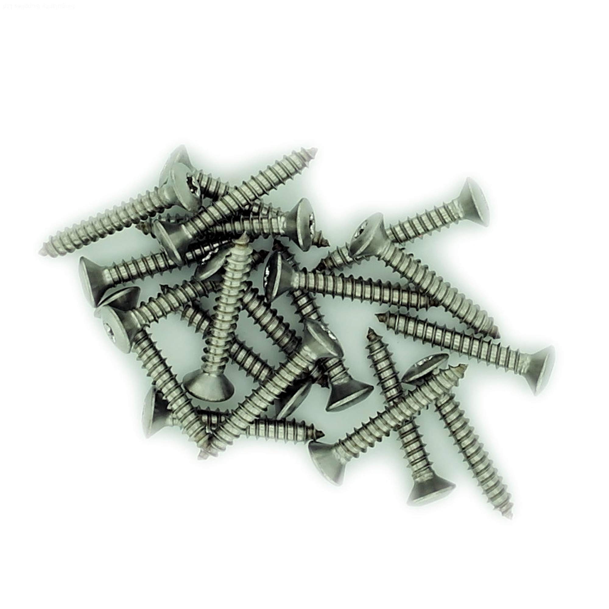 Singularity Supplies Silver No.7 X 0.975 (3.9Mm X 25Mm) Tx Raised Countersunk Self-Tapping Screw - Stainless Steel (A2) (Pack Of 20)