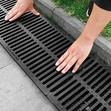 Drainage Channel Cover Outdoor Floor Drains, Driveway/Pool/Walkway Drains, Rainwater Sewer Drain Covers, Easy to Install Storm Drain Channel50x30x4cm/19.7x11.8x1.6in