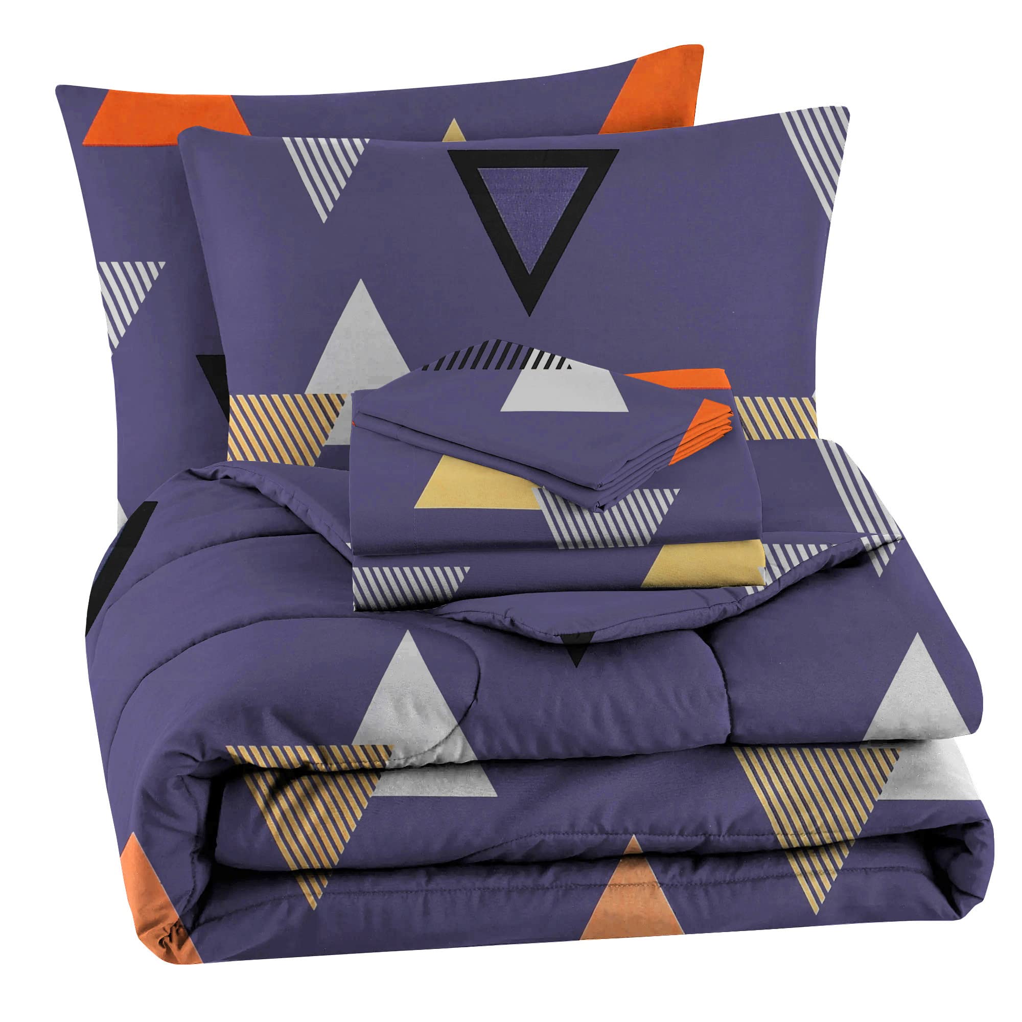 VAS COLLECTIONS 350TC Glace Floral Cotton AC Comforter Set King Size Double Bed with 1 Flat bedsheet & Two King Pillow Covers, 4 Pieces Bedding Set (90x90 inch, Dark Blue)-image-28