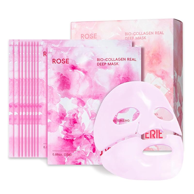 Máscara facial de bio-colágeno com rosa sylvérie, Pacote com 10 unidades