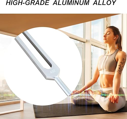 Vista 21 de MIMIRACLE Solfeggio - Juego de 10 tenedores de aleación de aluminio sin peso con paño de limpieza, mazos de goma y caja de regalo para meditación