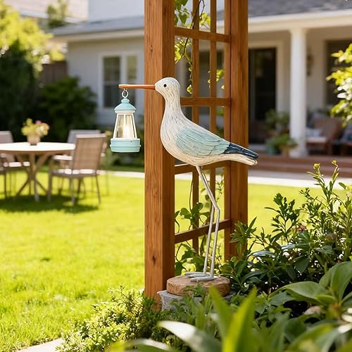 Miniatura 7 de Adorable luz solar de estatua de jardín de gaviota de 11 pulgadas de ancho x 3.2 pulgadas de profundidad x 13.8 pulgadas de alto, decoración