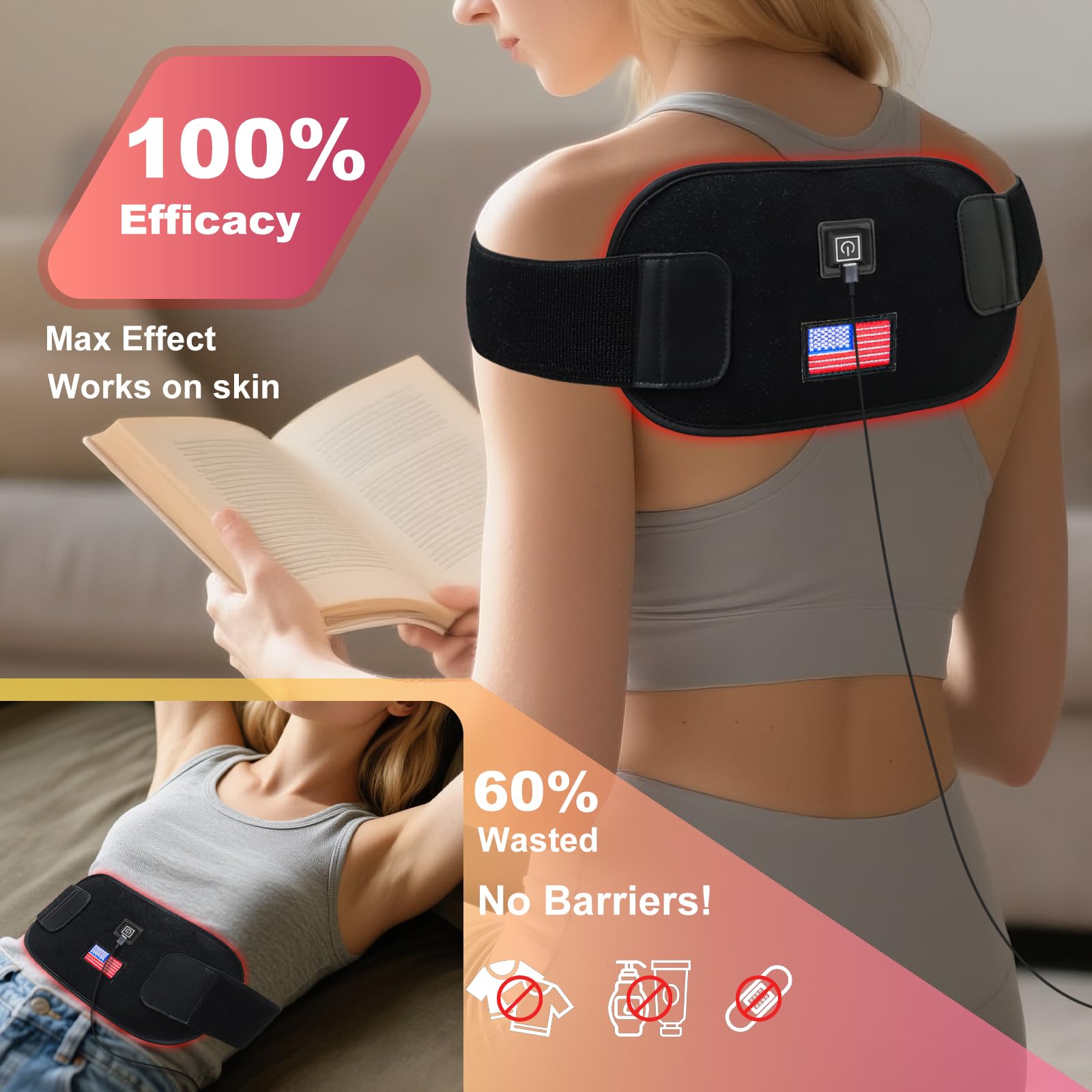 Red-Light-Therapy-for-Body,2025 Upgraded 4 Modes Near Infrared Light for Body Pain Relief,60 Dual-Wave(660nm & 850nm) LEDs,Multi-Mode Customization,Premium Leather(12.4" x 6.1")