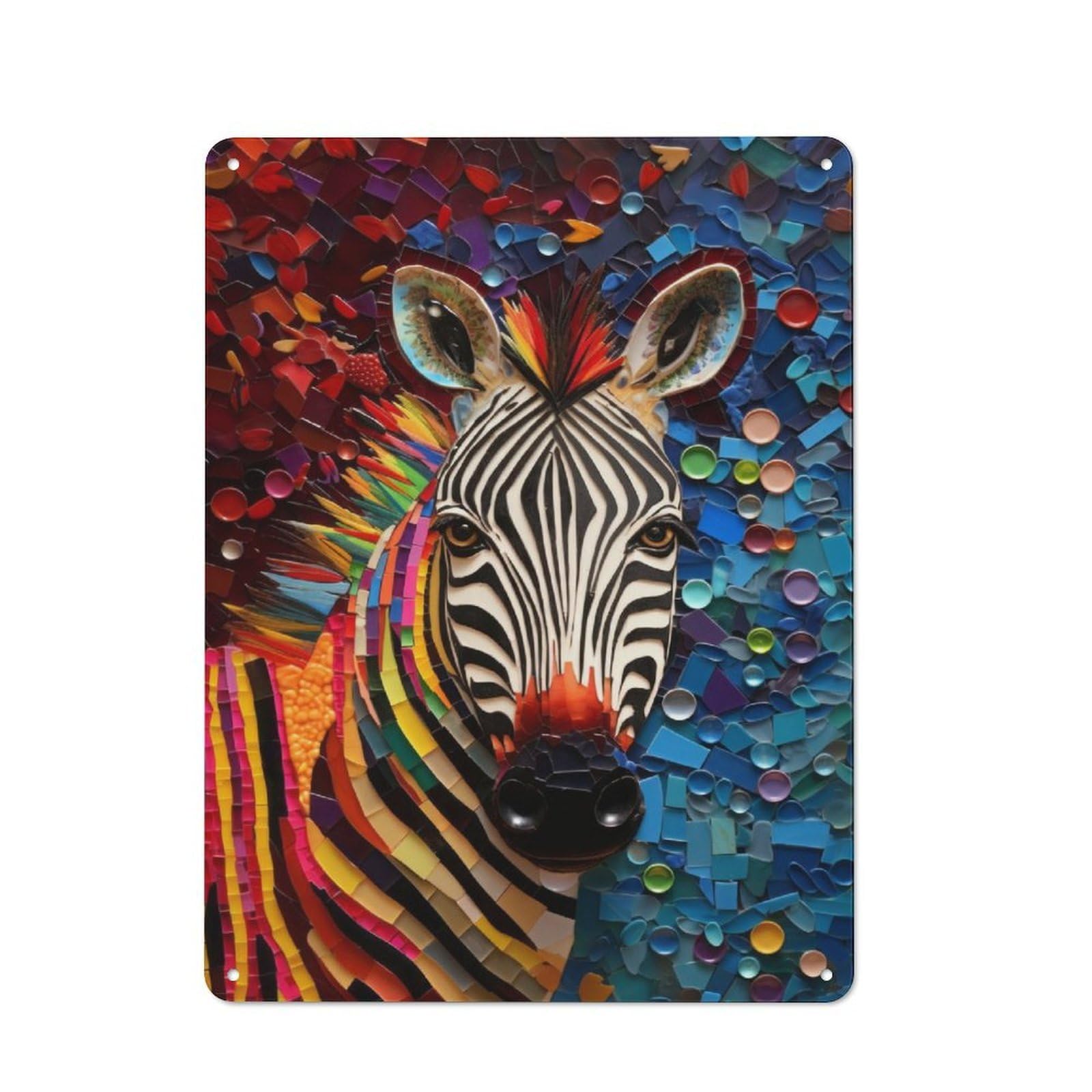 Junmoney Zebra Mosaic Art Tin Wall Plaque 40X30cm With For Bar Or Restaurant, Housewarming Present For People Styling Bar And Restaurant
