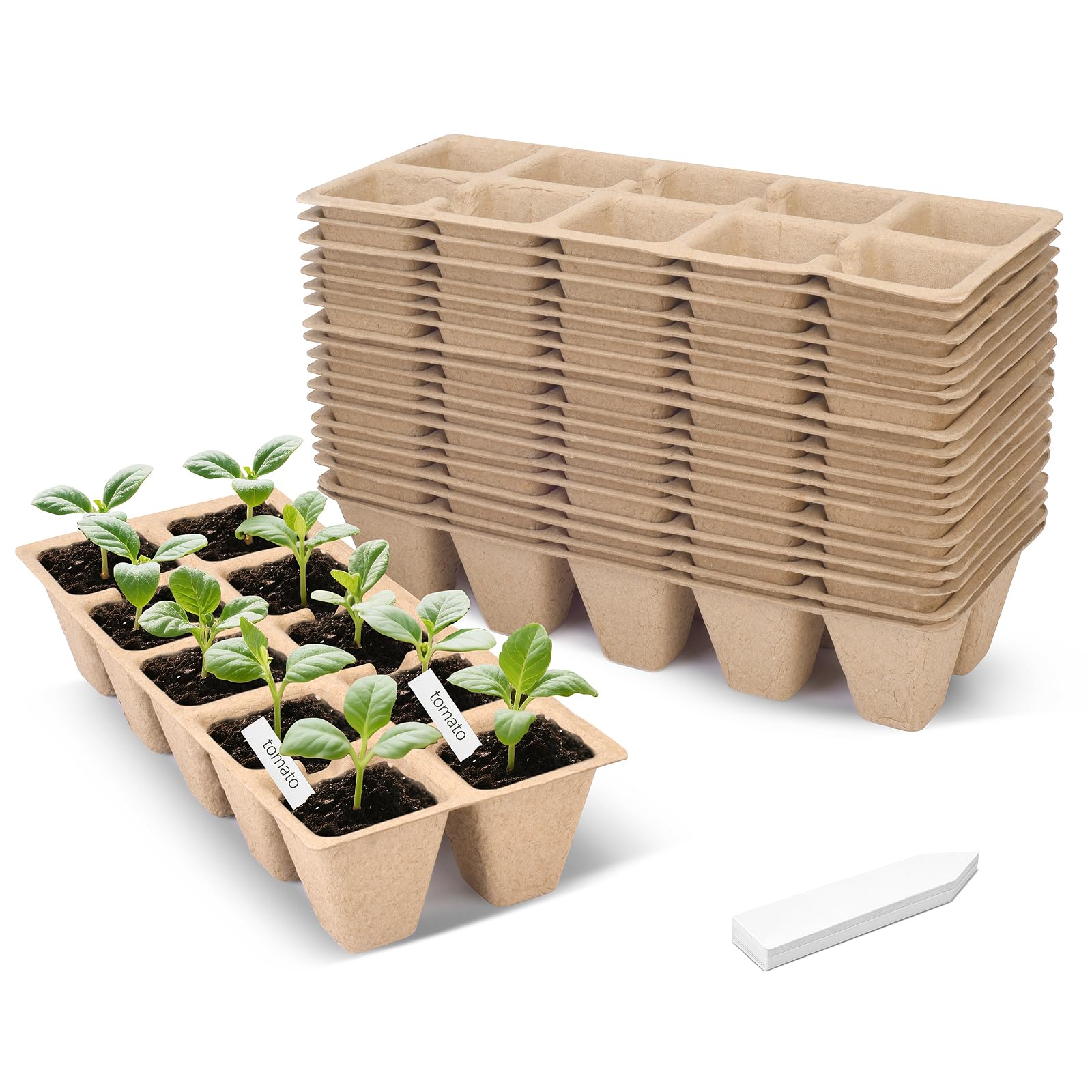 ARGCONNER 200 Cells Peat Pots Seed Starter Trays