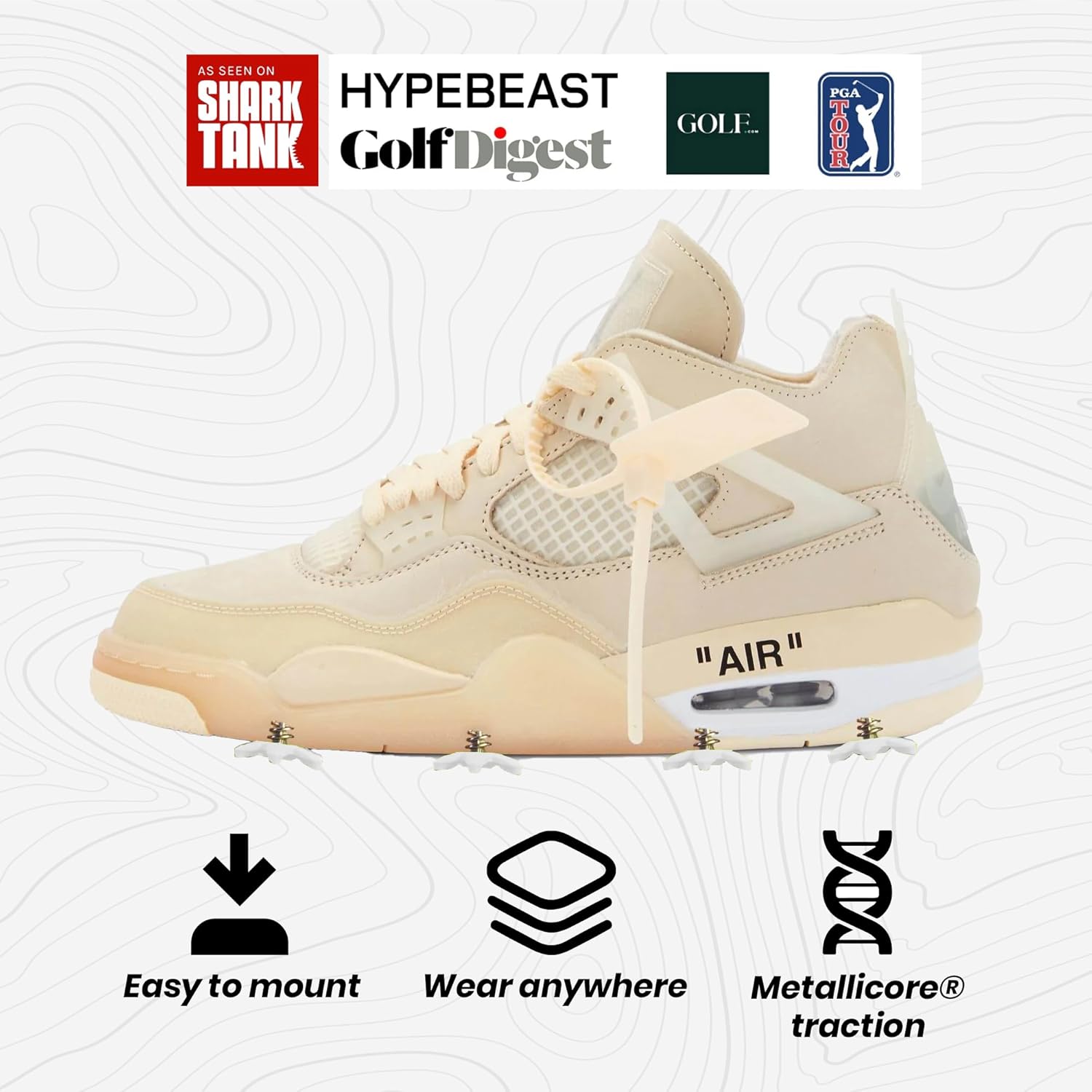 Golfkicks DIY Golf Cleats Kit Transform Sneakers into Golf Shoes Fun Gift Compatible with Flat Rubber Sole Shoes Includes 20 Golf Spikes and Mounting Tools