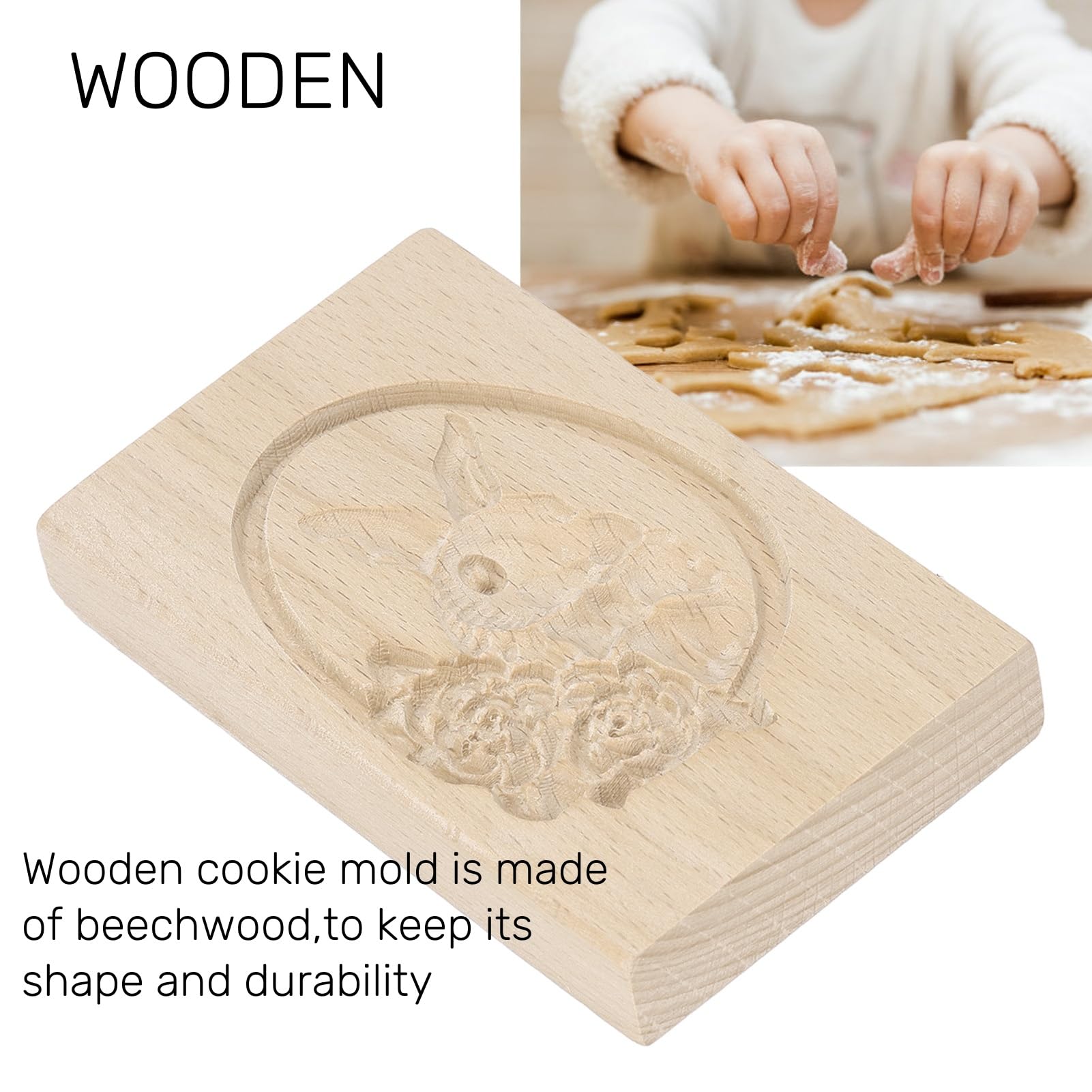 Moule à Biscuits En Bois Sculpté 3D – Motif Lapin – Pour Cookies, Pain D'épices, Pâtisserie Maison