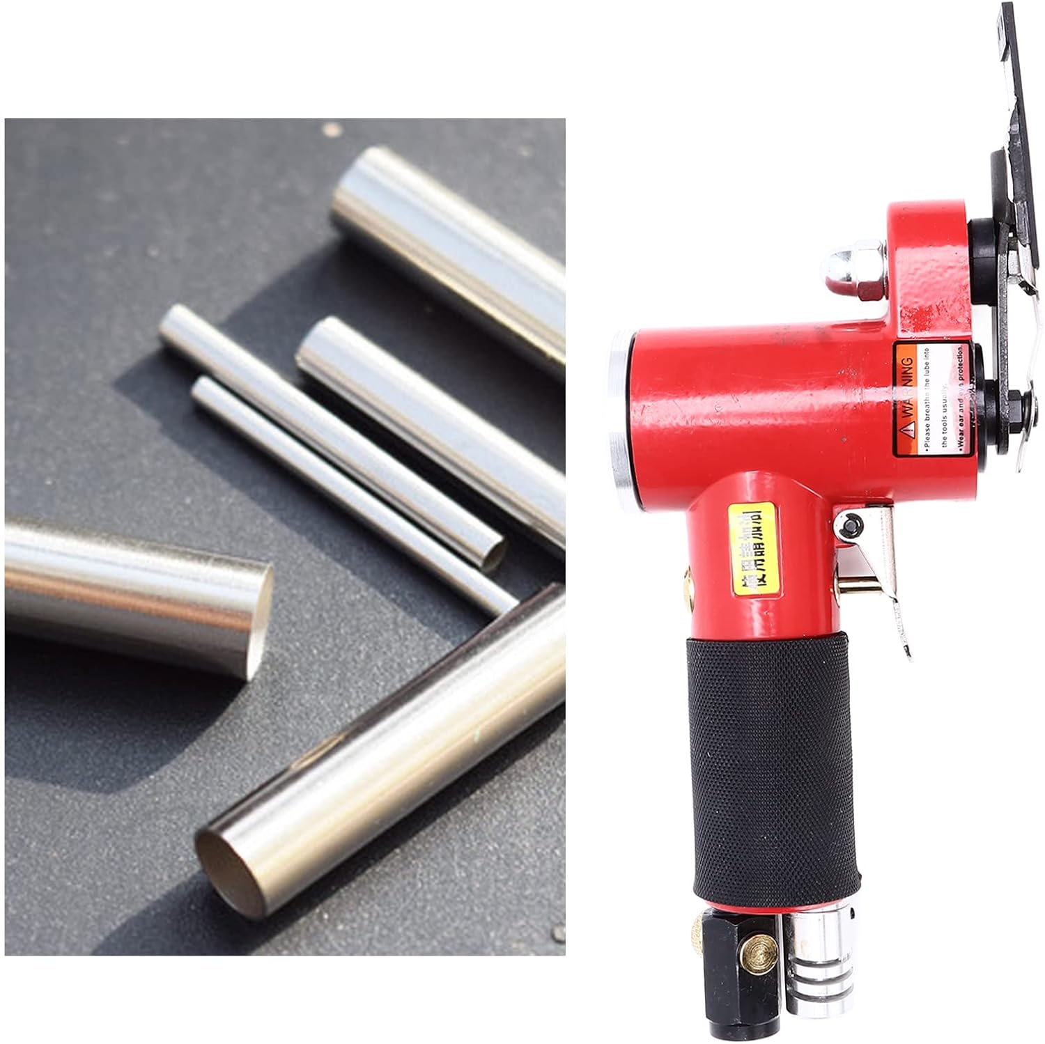 Pneumatic Polishing Machine Slotted Mini Polisher Air Sander Grinder, 14000 RPM Eccentric Design for Corners and Gaps, with 3 Grinding Discs for Auto Body and Metalwork