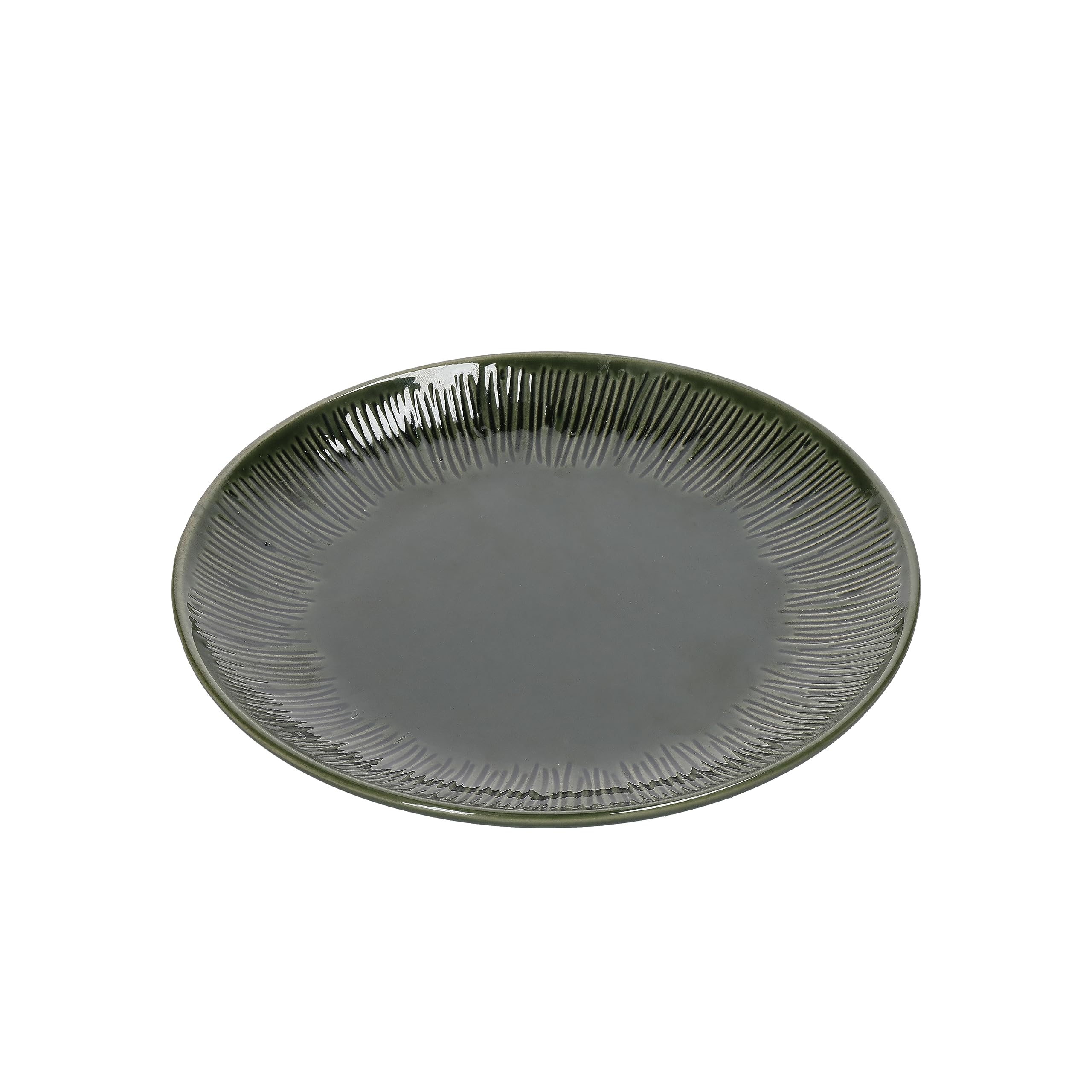 Mikasa Jardin Ensemble d'assiettes d'appoint 4 pièces, vert, service pour 4, ensemble de 4 assiettes d'appoint en grès, assiettes rondes de 21,5 cm - Emballage cadeau et lavable au lave-vaisselle