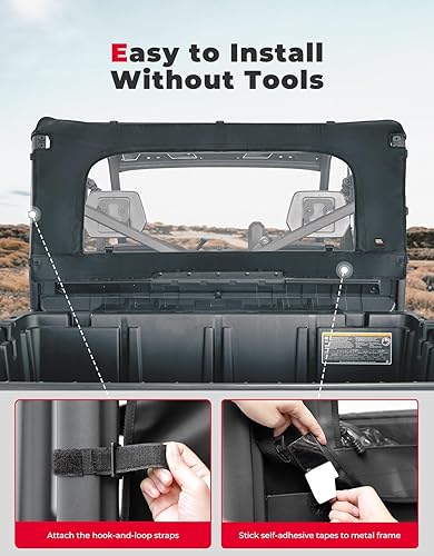 Miniatura 8 de KEMIMOTO Parabrisas trasero suave compatible con Can-Am Defender HD 578910 DPS XT XMR Max 2016-2024 PVC a prueba de polvo, parabrisas completo