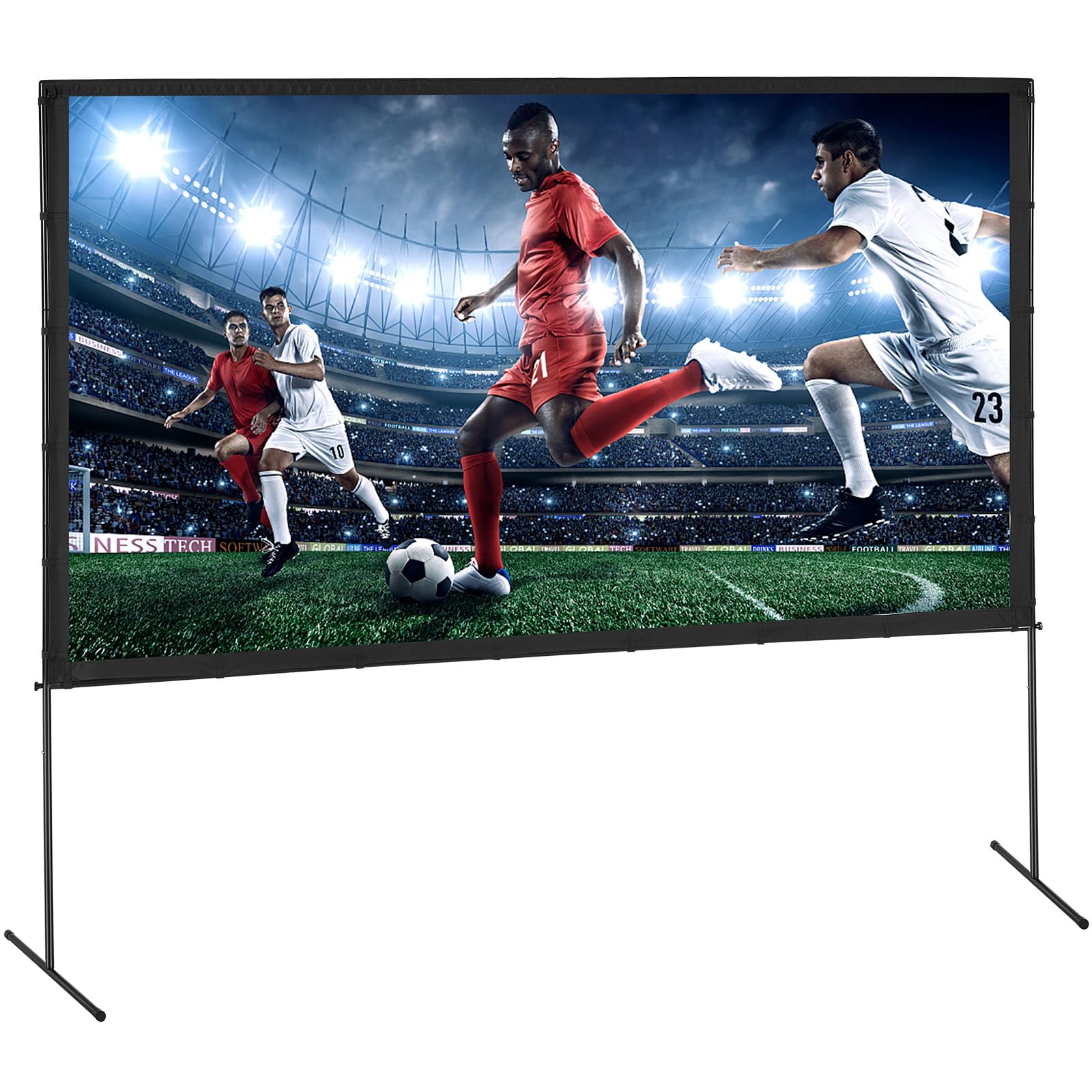 VEVOR Pantalla de Proyector de Pie 120" 16:9 HD Pantalla de Proyección Portátil de Doble Cara Antiarrugas Amplio Ángulo de Visión con Bolsa de Almacenamiento para Proyector de Vídeo de Cine en Casa
