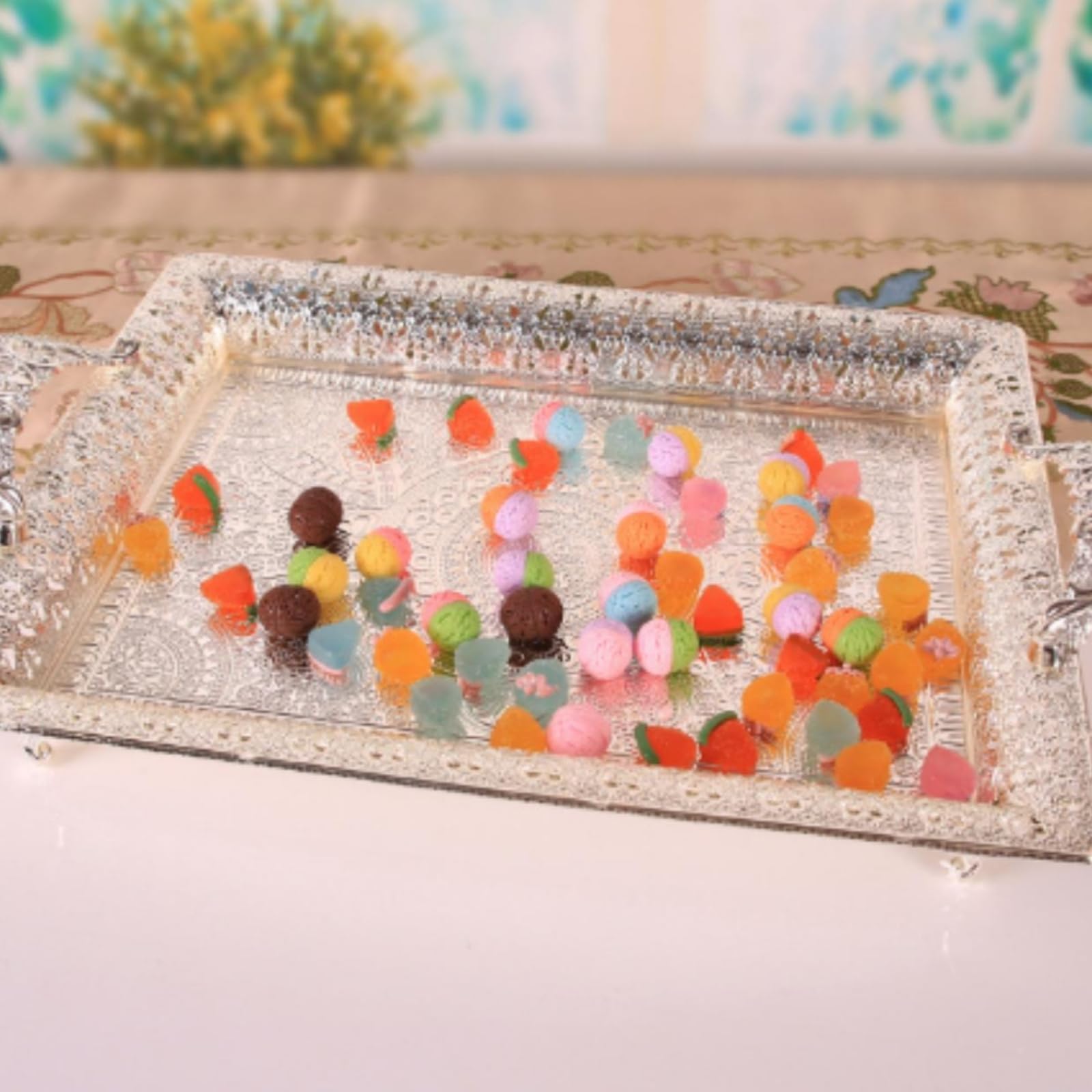 TISHITA Bandeja Rectangular Elegante, Oro