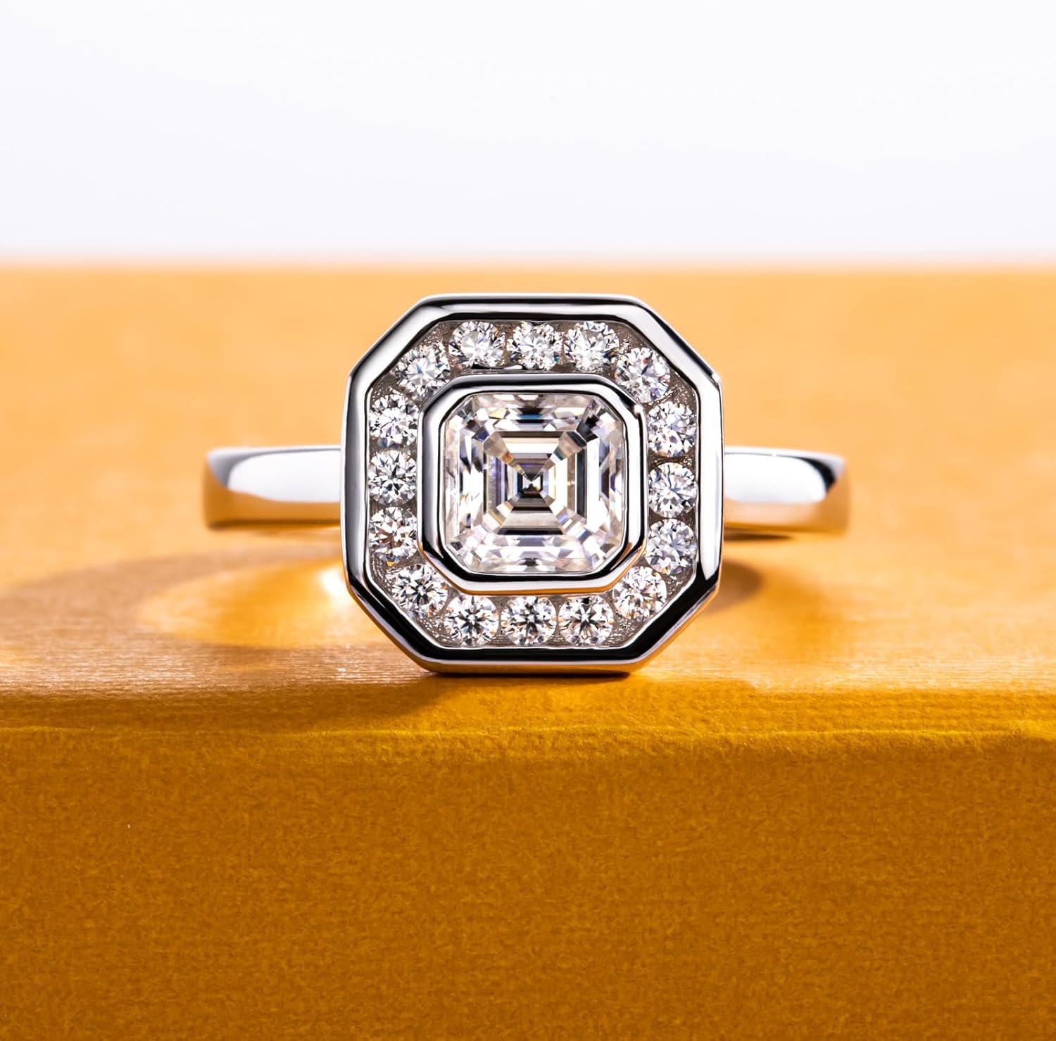 Moissanite Engagement Rings 2.524CTTW(2CT Center Stone) D Color VVS1 Clarity 925 Sterling Silver Princess Cut Halo Wedding Promise Anniversary Rings for Women with Certificate - Image 2