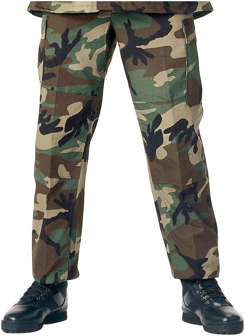 Camouflage Military BDU Pants, Army Cargo Fatigues (Woodland Camouflage, Size Medium)