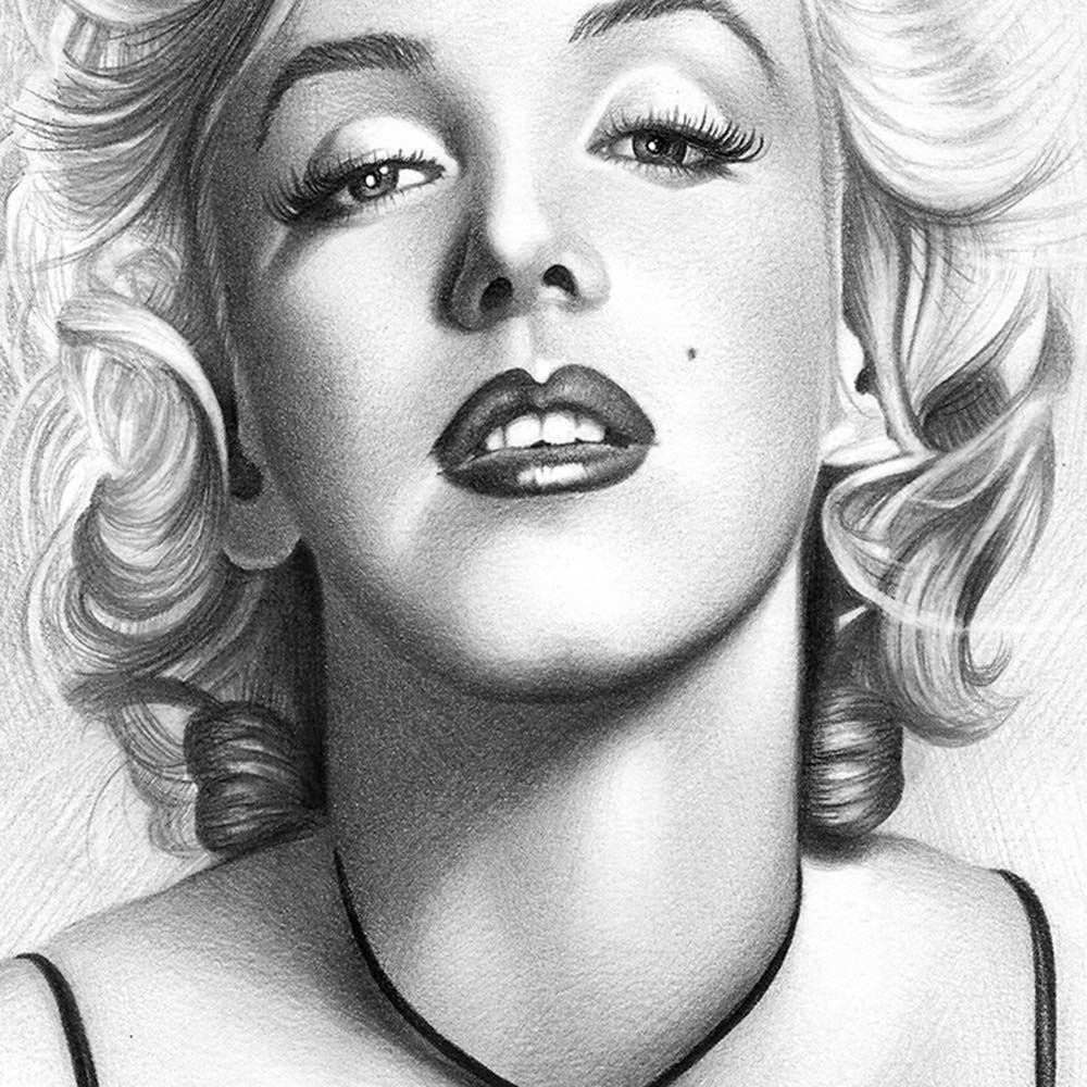 Feeby Leinwandbild XXL Filmstar Wandbild Kunst Schauspielerin Porträt Grau 75x115 cm