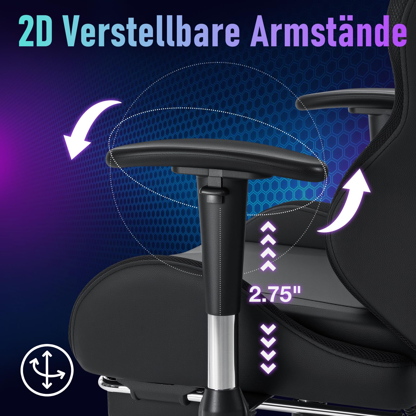 LED Gaming Stuhl für Kinder 155° Computer Stuhl mit RGB Lichter-Schwarz | Liegestühle mit Fußbrett;Ergonomischer Gaming Sessel für Teenager 6-15;PC Gamer Stuhl mit Lumbalstütze für Gaming und Lernen