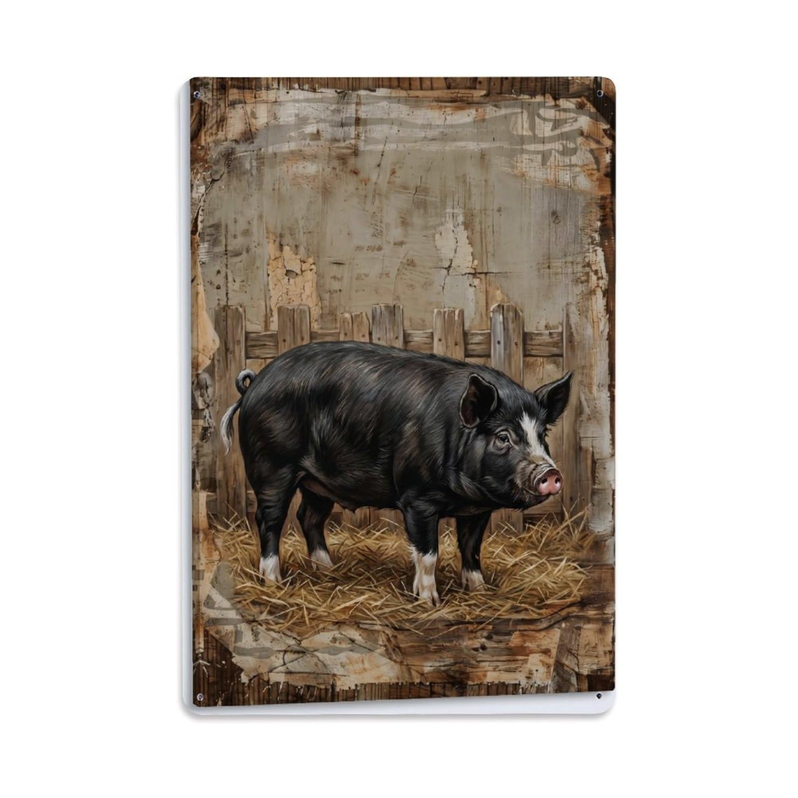 Berkshire Pig Farm Black Animal Barn Vintage Metal Tin Sign Plaque Wall Decor for Cafe, Club, Garden Metal Poster 8x12Inch