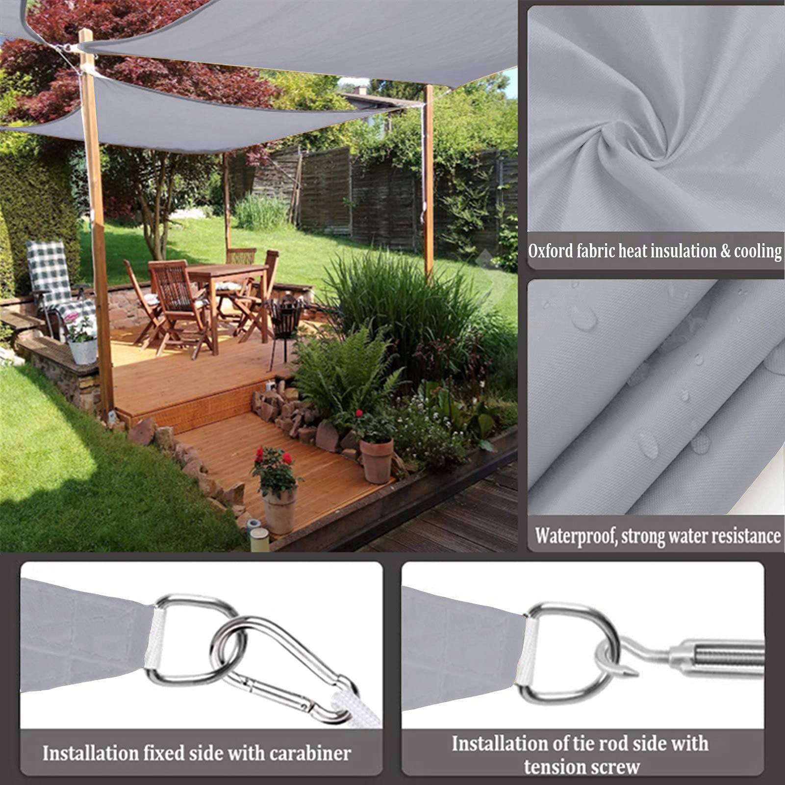 SunSail 2 x 1,8 m impermeabile grigio rettangolare 95% UV Pction traspirante baldacchino esterno per giardino, barbecue, piscina, feste, patio, tenda perfetta per l'estate