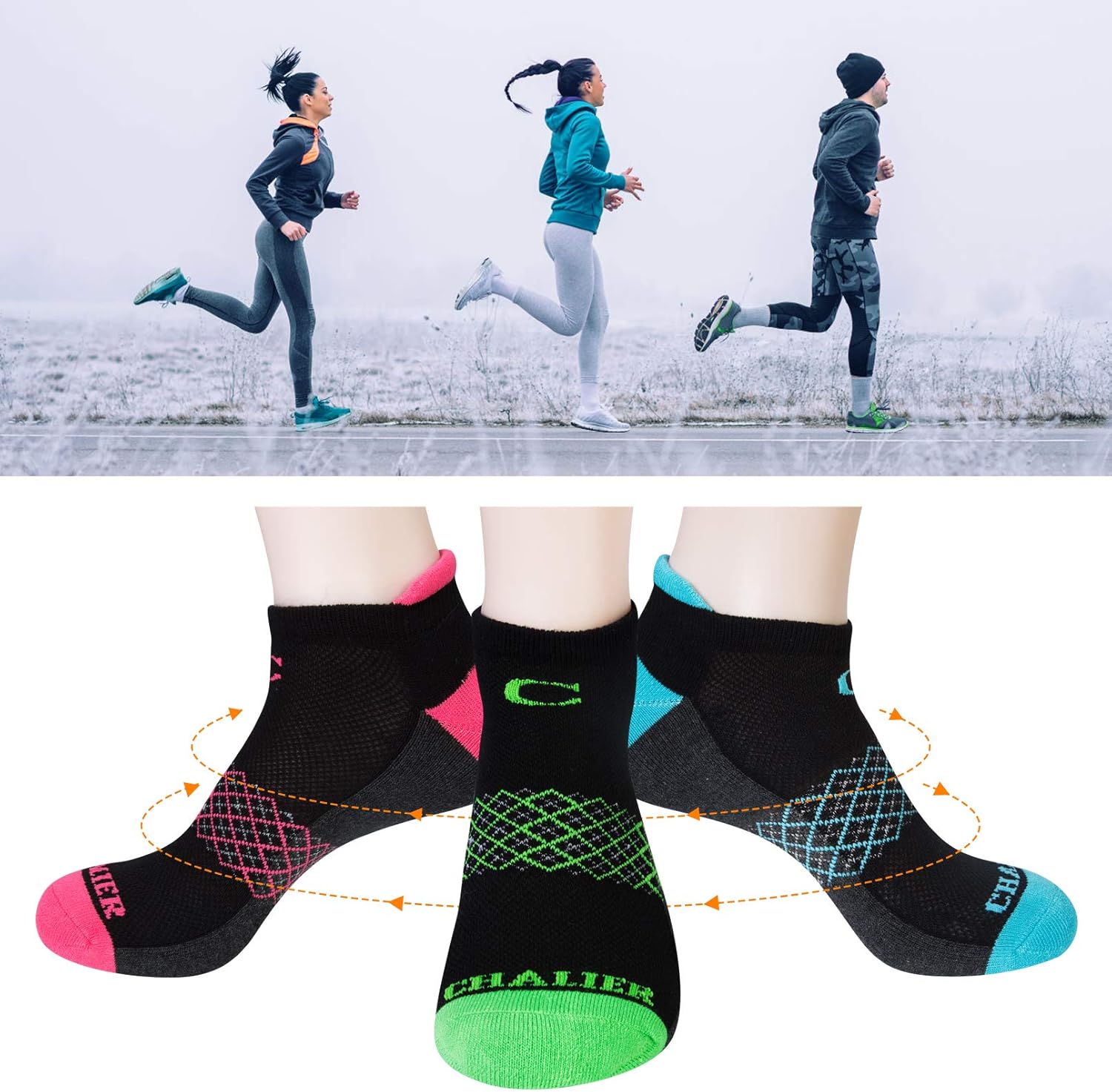 6 Pairs Ankle Socks Low Cut Comfort Cotton Cushioned Running Sport Athletic Socks for Women Men Gifts,Black with reticular : Clothing, Shoes & Jewelry
