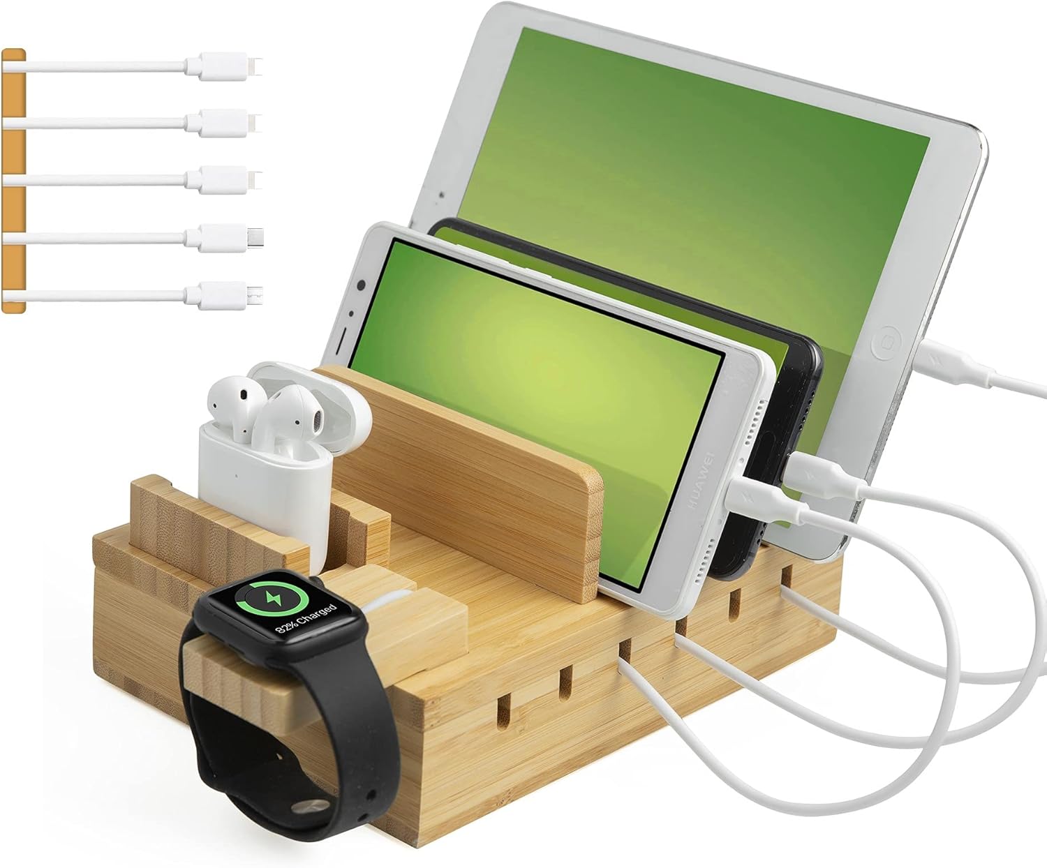 TechDot Handy USB Ladestation Bambus Ladestation Mehrere Geräte 5 Port USB Multi Ladestation TechDot Handy USB Ladestation Bambus Ladestation Mehrere Geräte 5 Port USB Multi Ladestation