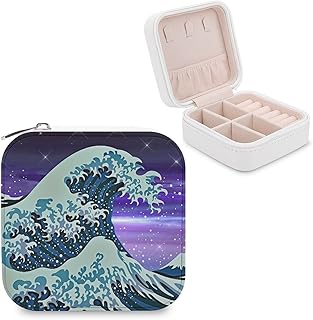 Giappone Onde Jewelry Box In Pelle Cerniera Gioielli Scatola Di Immagazzinaggio Portatile Borsa Da Viaggio La Prima Scelta Per I Regali Delle Donn