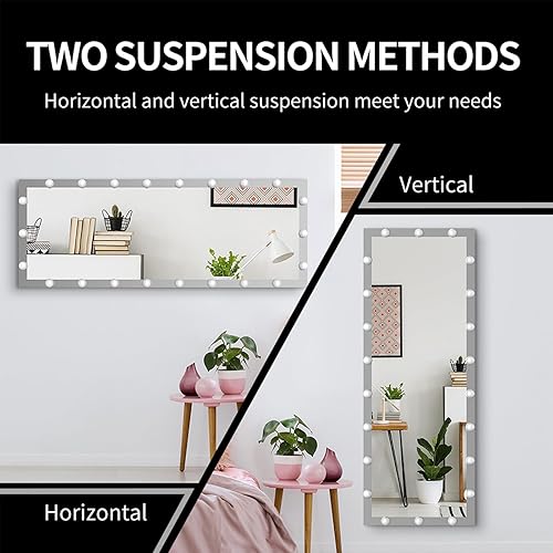 Miniatura 4 de Espejo de longitud completa con luces, espejo de cuerpo de 63 x 24 pulgadas con 22 bombillas LED regulables, 3 modos de color, control táctil