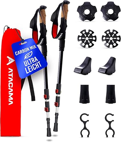 Atacama - Trekking / Hiking Poles, Nordic Walking Poles, Telescopic Walking Poles for Men and Women with Adjustable Cork Handle, Carbon Fibre : Amazon.de: Sports & Outdoors