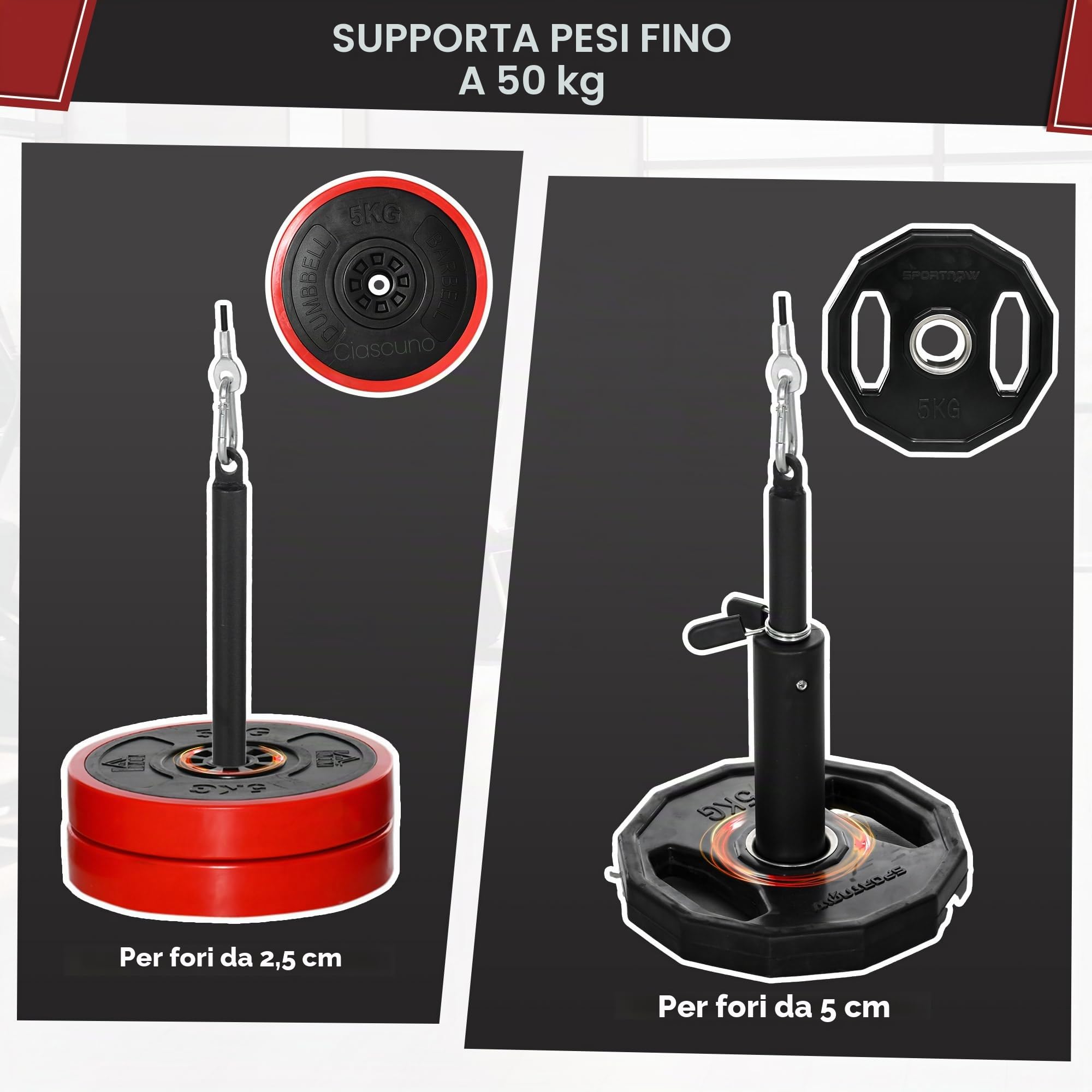 SPORTNOW Sistema di pulegge con peso fai-da-te per palestra domestica | Sistema di lat pulldown, allenamento per bicipiti tricipiti braccia spalle schiena