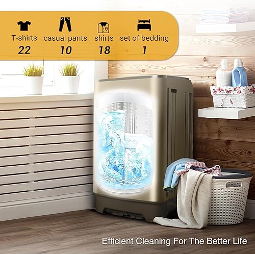 Miniatura 3 de Lavadora portátil de 17.7 libras, lavadora compacta completamente automática para apartamento, programa de 10 lavados, pequeña lavadora portátil