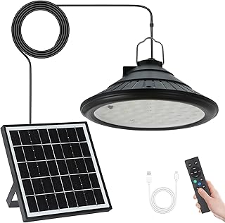 Solar Chicken Coop Light with Remote, Outdoor IP66 Waterproof Pendant, 4500mAh Rechargeable Solar Barn