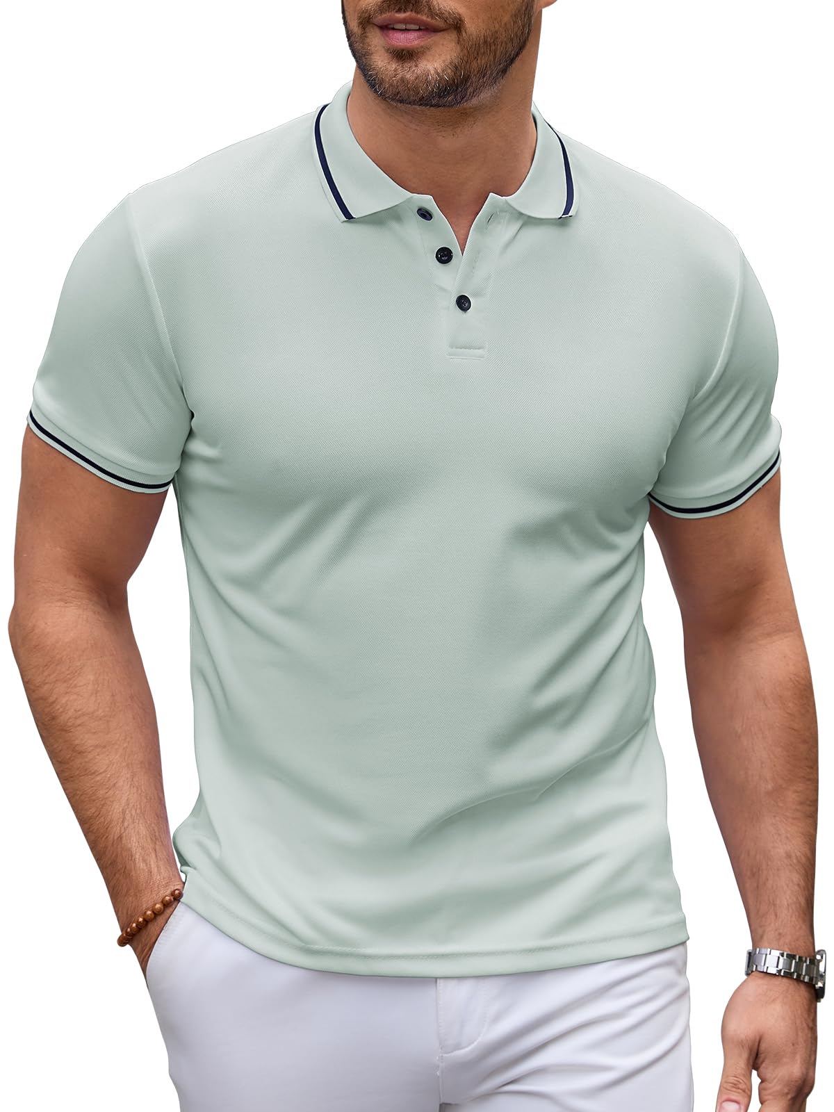 Męska koszulka polo z krótkim rękawem, krój slim fit, na lato, do uprawiania sportu, na czas wolny, do pracy