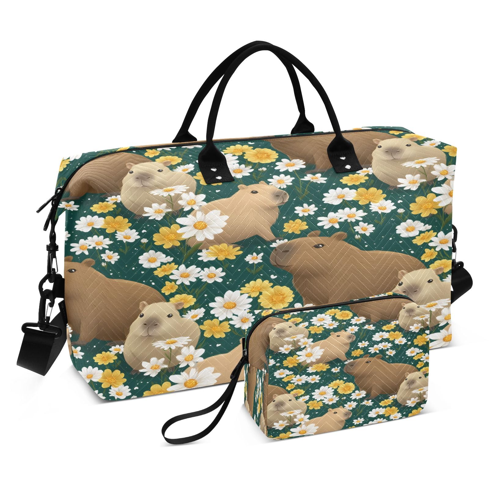 Daisy Capibala Pattern Travel Duffle Bag Gym Yoga Carry on Bags for Men Women Weekender Bag