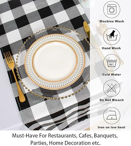 Miniatura 62 de Camino de mesa a cuadros de búfalo de 13 x 72 pulgadas, camino de mesa de Navidad a cuadros rojos y negros, camino de mesa a cuadros para cenas