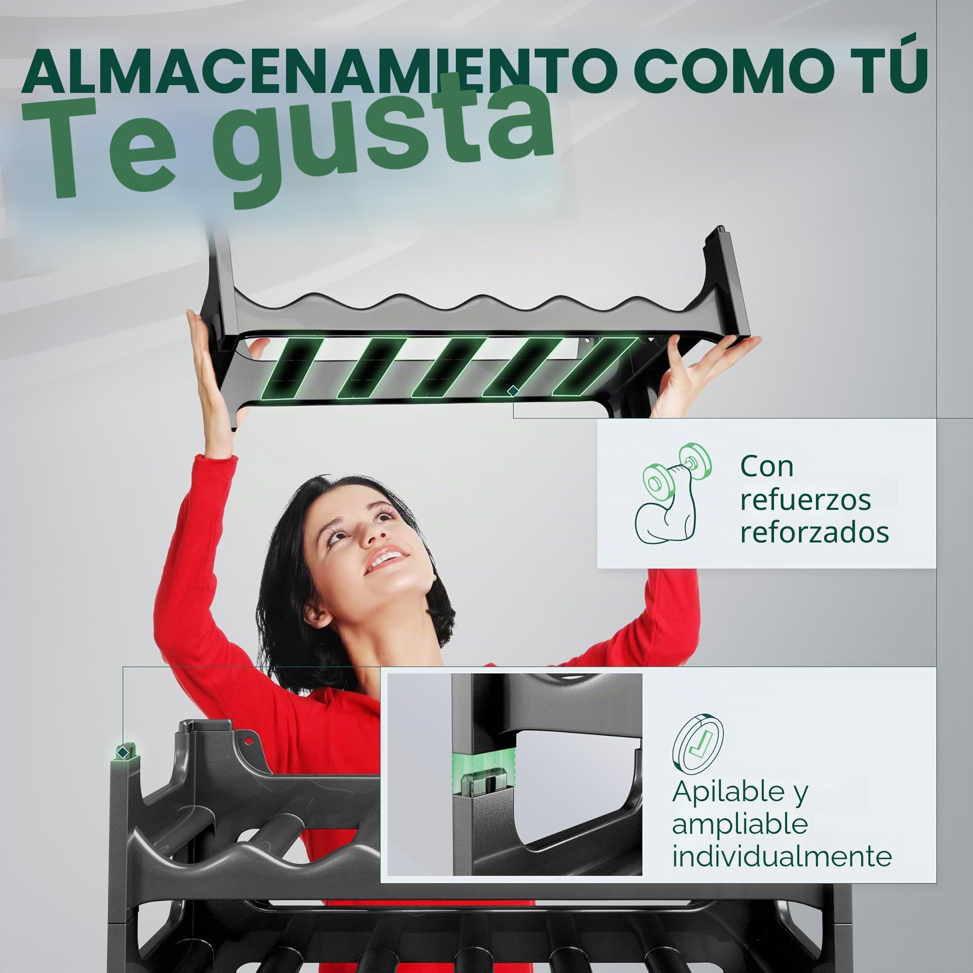 Novaliv Botellero para 60 botellas, estantería gris, de plástico resistente, apilable (antracita, 10)