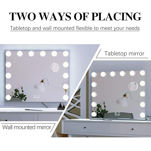 Miniatura 4 de BEAUTME Espejo de tocador con luces espejo de maquillaje iluminado espejos de belleza para mesa de Hollywood o montaje en pared espejo cosmético