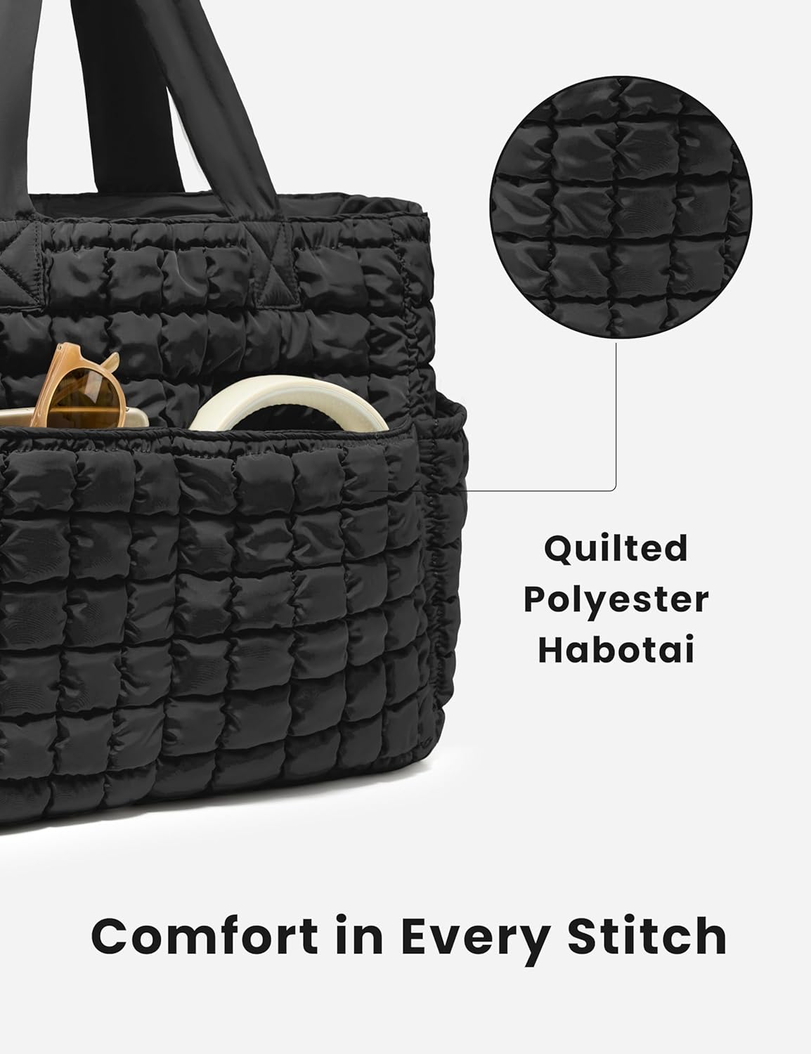 Yarnic Large Puffer Tote Bag for Women, Puffy Shoulder Handbag Quilted Tote Bag with 7 Pockets for Travel Work Gym - Image 7