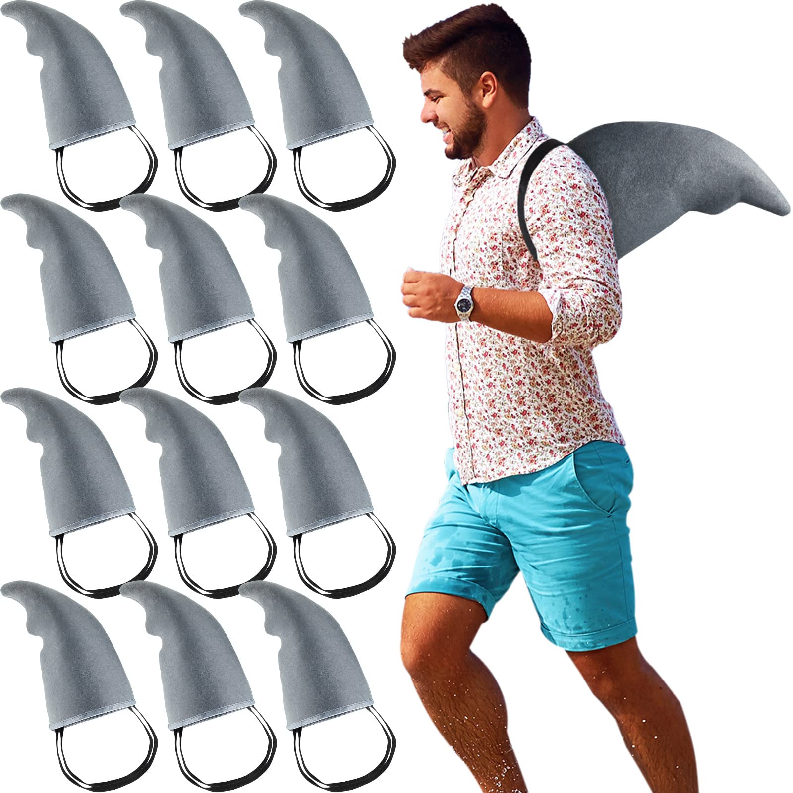 12 Pcs Halloween Shark Fin Costume Shark Fin Accessory Gray Shark Costume Props Easy to Wear Shark Accessories for Adults Christmas Cosplay Supplies