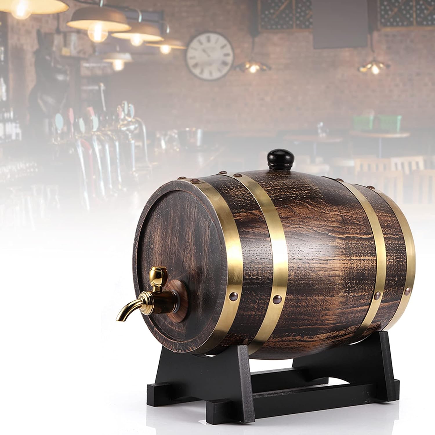 Charred Mini Keg for Cocktail Aging,3L Oak Barrel with Faucet, Bourbon, Scotch, Whiskey, Gin, Hot Sauce - Home Bar Decor, 3L Oak Barrel with Faucet, Charred Mini Keg for Cowhiskey barrel bourbon