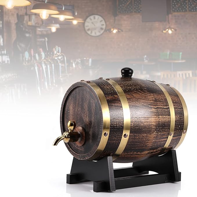 Charred Mini Keg for Cocktail Aging,3L Oak Barrel with Faucet, Bourbon, Scotch, Whiskey, Gin, Hot Sauce - Home Bar Decor, 3L Oak Barrel with Faucet, Charred Mini Keg for Cowhiskey barrel bourbon